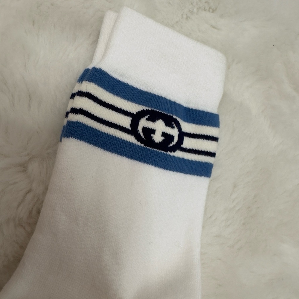 Gucci White and Blue Hosiery Socks - Picture 2 of 5